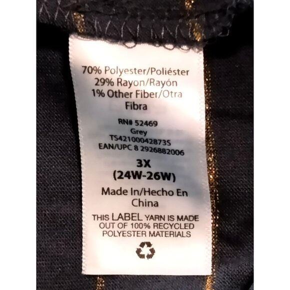 Terra & Sky 3X Long-Sleeve Blue Top With Gold Stripes Ruffle Accents - Picture 9 of 9